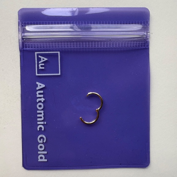 Automic Gold Small Seamless Huggie Hoop--14k Yellow Gold - Picture 3 of 5